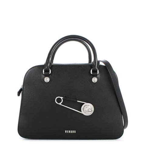 Versus Versace Kuta Black Leather Bowling Bag